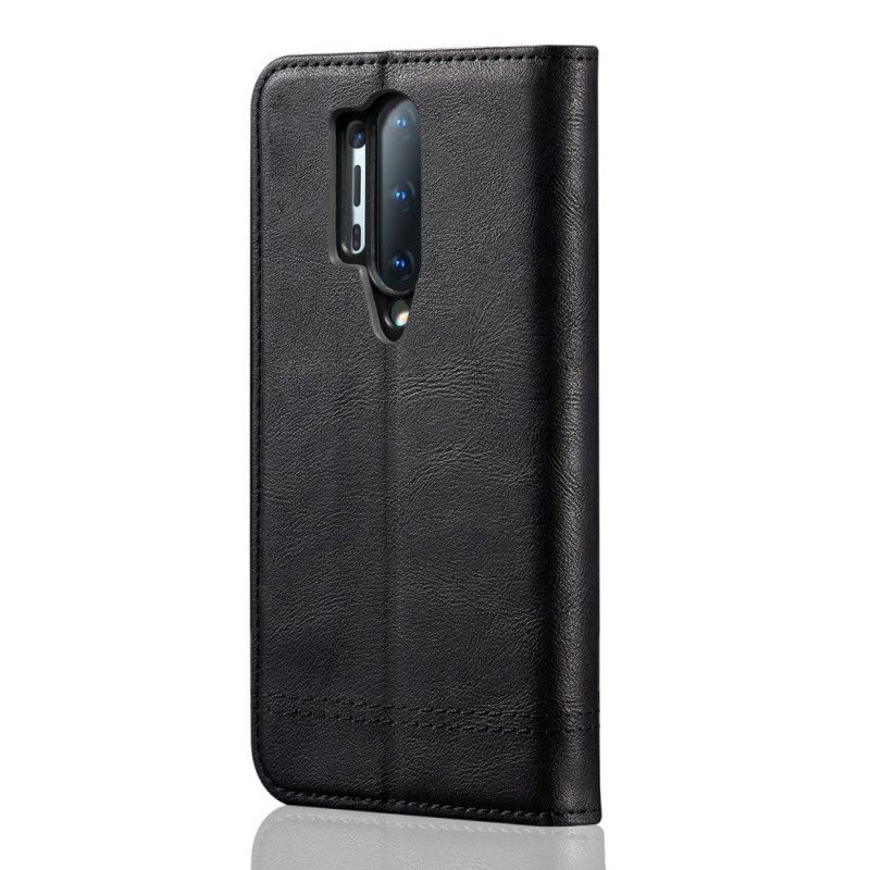 Kožené Pouzdro Folio Oneplus 8 Pro Prošívání S Koženým Efektem