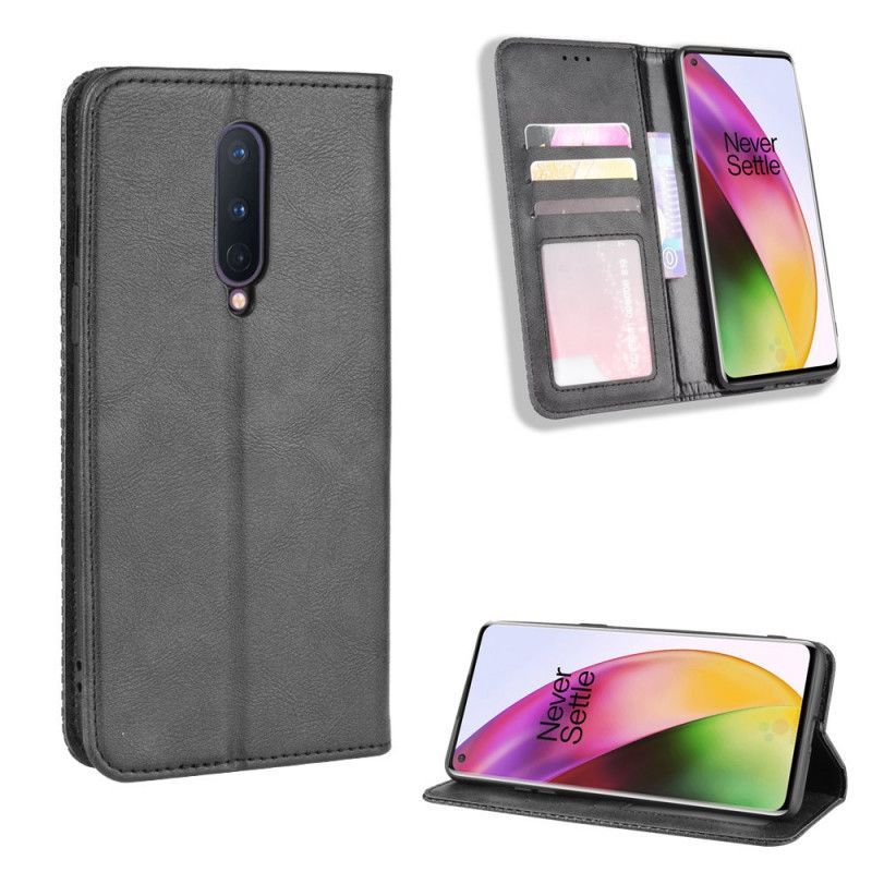 Kožené Pouzdro Folio Oneplus 8 Stylizovaný Vintage Kožený Efekt