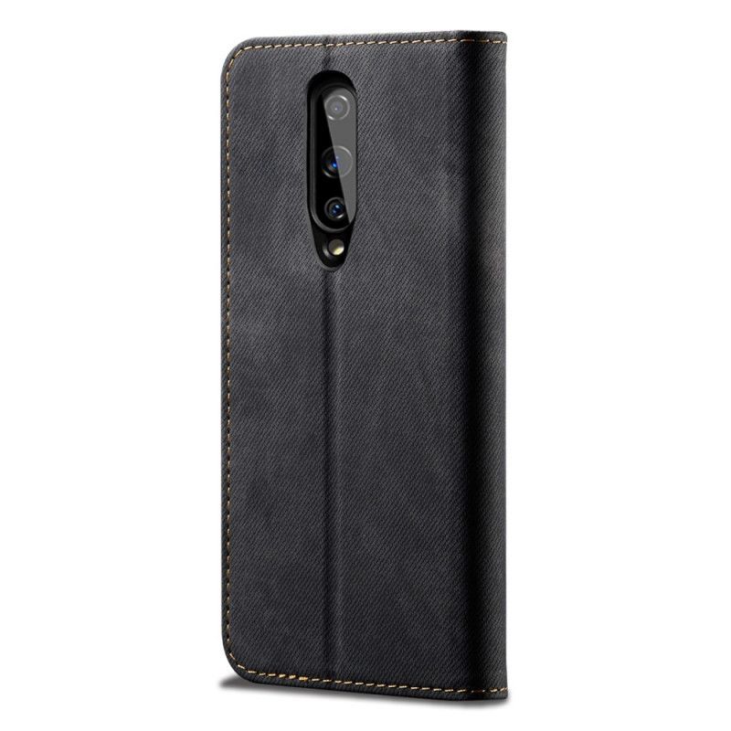 Kožené Pouzdro Folio Oneplus 8 Textura Džínů Z Umělé Kůže