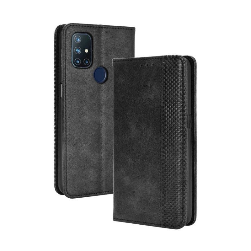 Kožené Pouzdro Folio Oneplus Nord N10 Stylizovaný Vintage Kožený Efekt