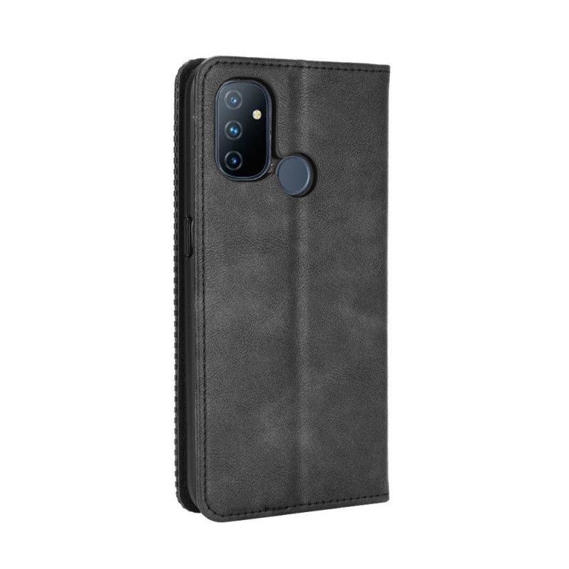 Kožené Pouzdro Folio Oneplus Nord N100 Stylizovaný Vintage Kožený Efekt