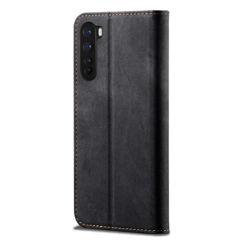 Kožené Pouzdro Folio Oneplus Nord Textura Džínů Z Umělé Kůže