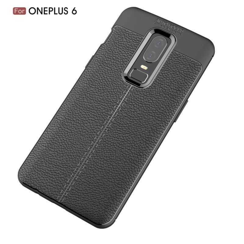 Kryt Oneplus 6 Litchi S Dvojitým Koženým Efektem