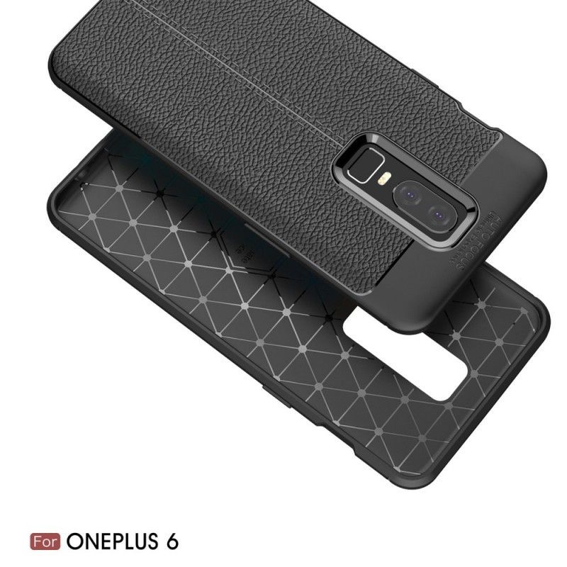 Kryt Oneplus 6 Litchi S Dvojitým Koženým Efektem