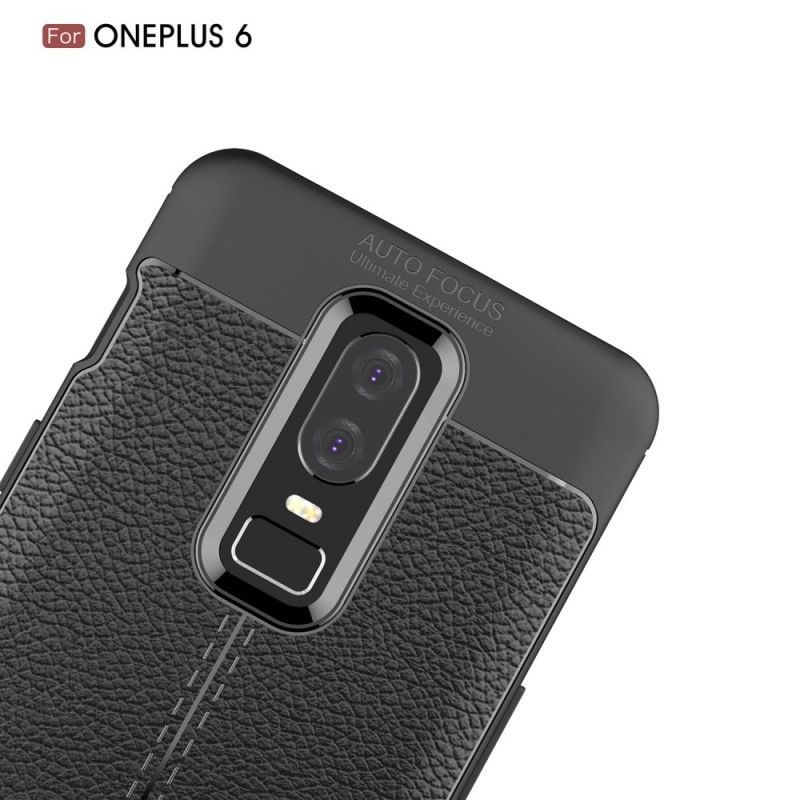 Kryt Oneplus 6 Litchi S Dvojitým Koženým Efektem