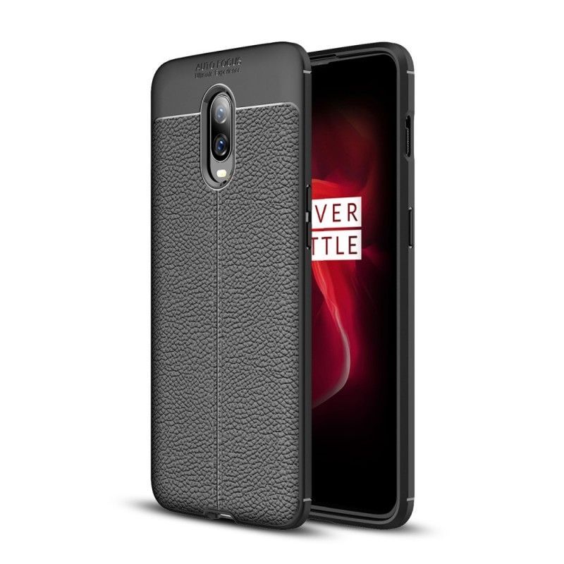 Kryt Oneplus 6t Litchi S Dvojitým Koženým Efektem