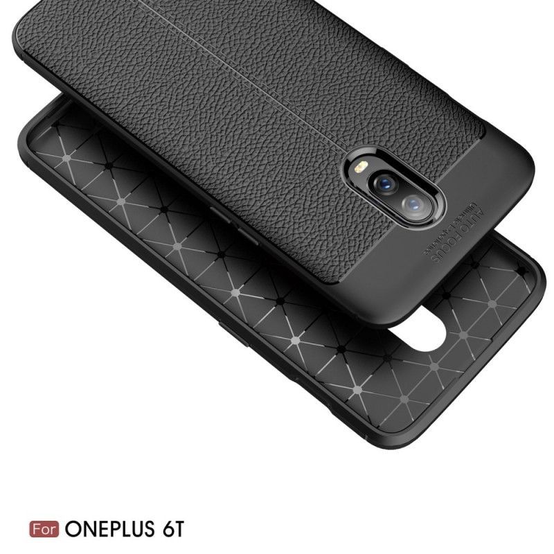 Kryt Oneplus 6t Litchi S Dvojitým Koženým Efektem