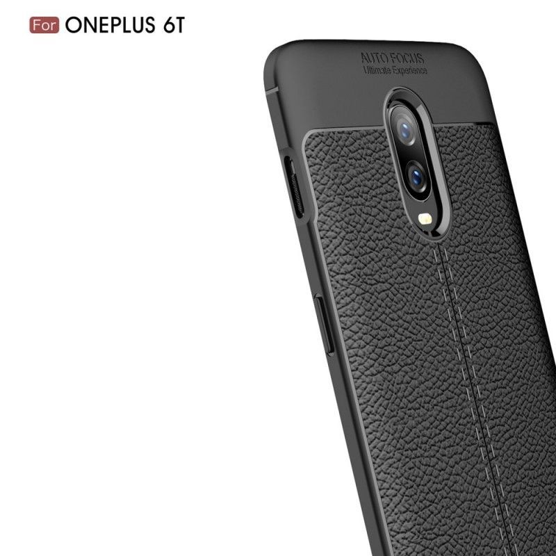 Kryt Oneplus 6t Litchi S Dvojitým Koženým Efektem