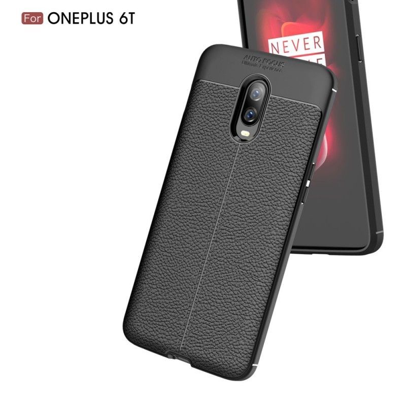 Kryt Oneplus 6t Litchi S Dvojitým Koženým Efektem