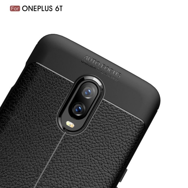 Kryt Oneplus 6t Litchi S Dvojitým Koženým Efektem