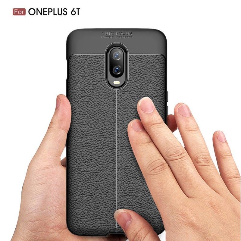 Kryt Oneplus 6t Litchi S Dvojitým Koženým Efektem