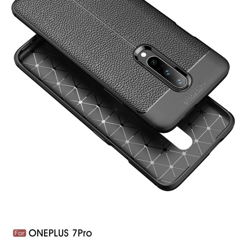 Kryt Oneplus 7 Pro Litchi S Dvojitým Koženým Efektem