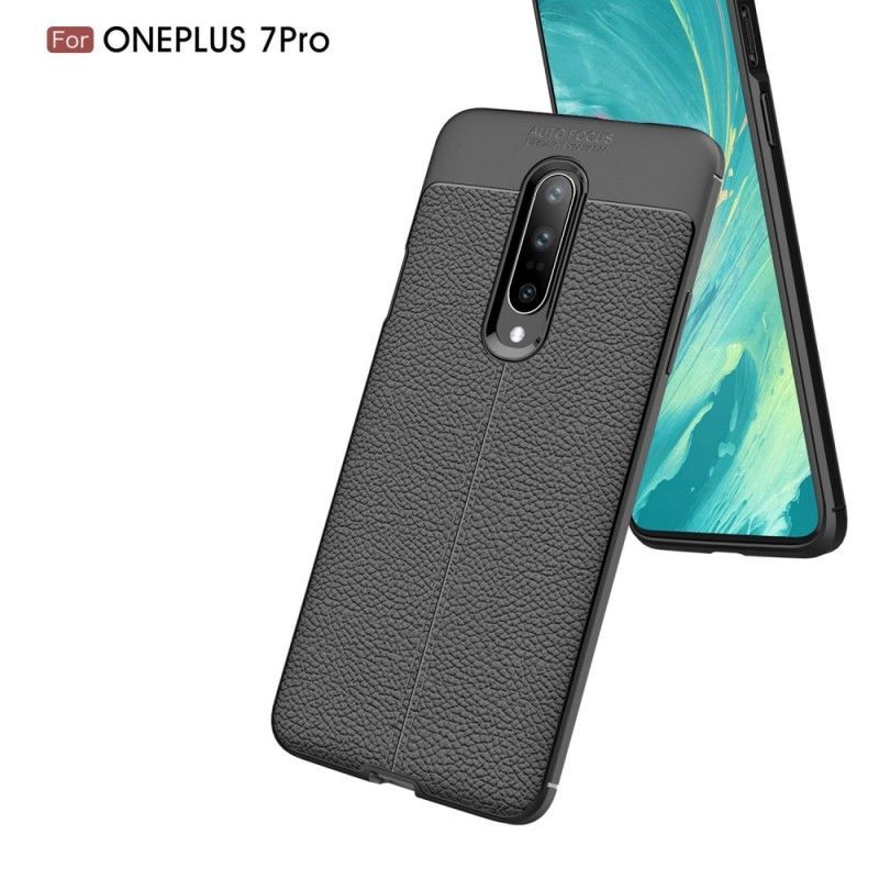 Kryt Oneplus 7 Pro Litchi S Dvojitým Koženým Efektem