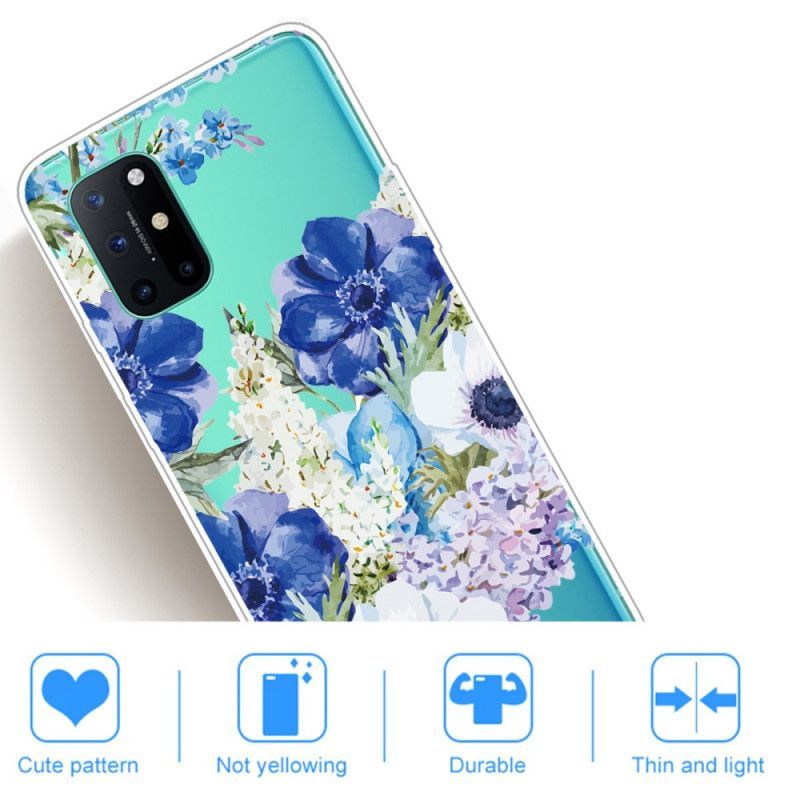 Kryt Oneplus 8t Průhledné Akvarelové Modré Květy