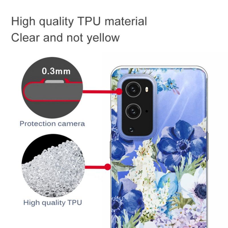 Kryt Oneplus 9 Pro Akvarel Modré Květy