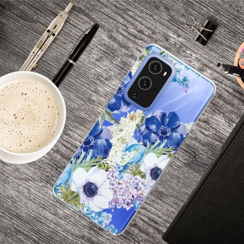 Kryt Oneplus 9 Pro Akvarel Modré Květy