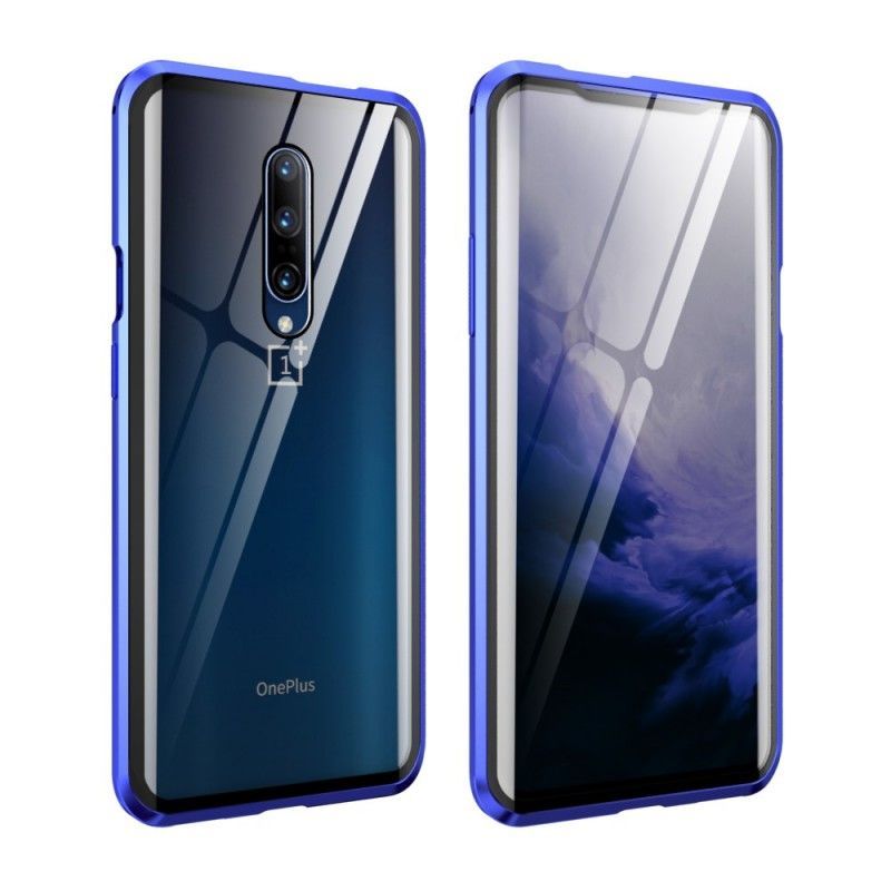 Peněženková Pouzdra Na Oneplus 7 Pro Tvrzené Sklo A Kovové Hrany