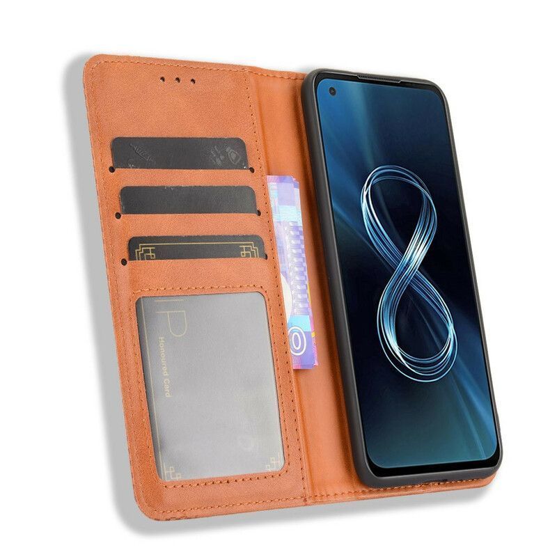 Flip Cover Azus Zenfone 8 Stylizovaný Vintage Kožený Efekt