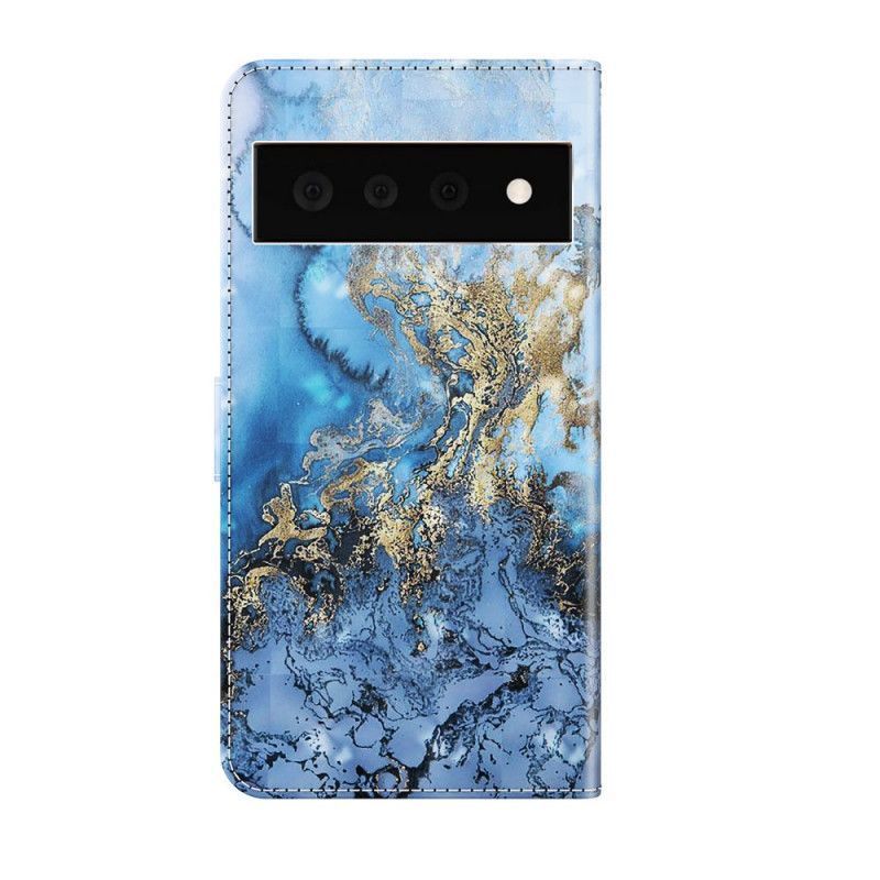 Flipové Pouzdro Google Pixel 6 Pro Designové Mramorové Bodové Světlo S Popruhem