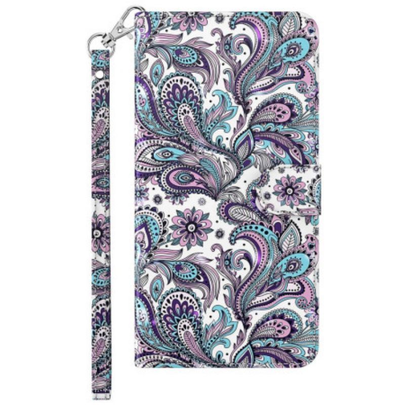 Flipové Pouzdro Na Moto G73 5G Na Lana Strappy Paisley Vzor