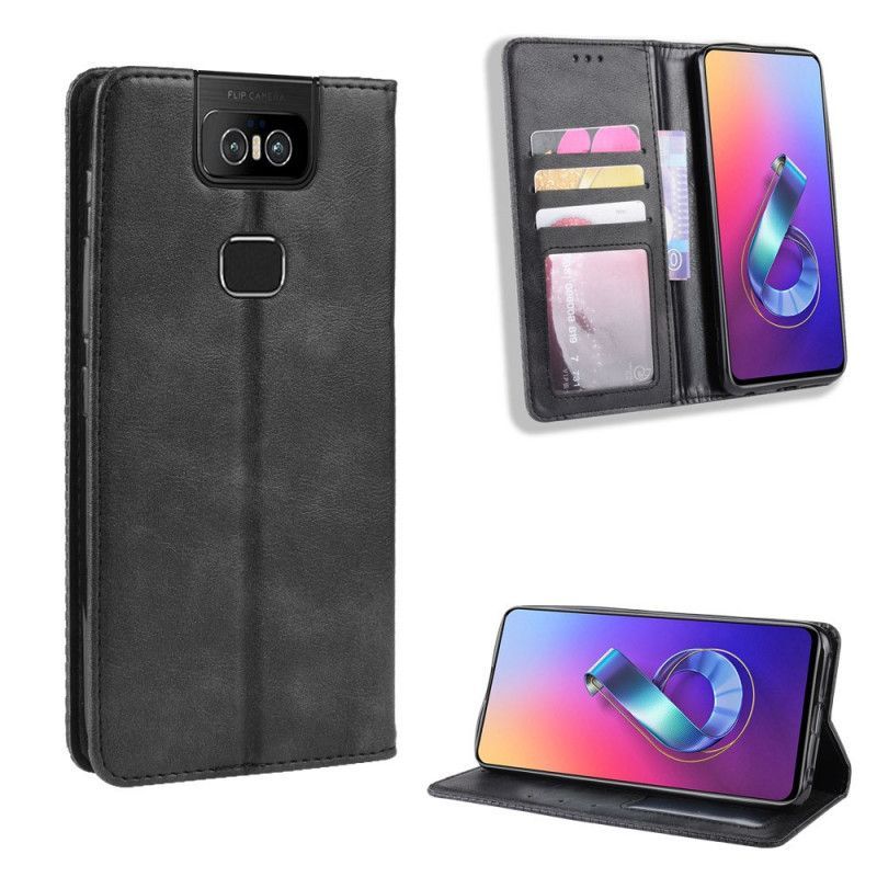 Kožené Pouzdro Folio Asus Zenfone 6 Stylizovaný Vintage Kožený Efekt