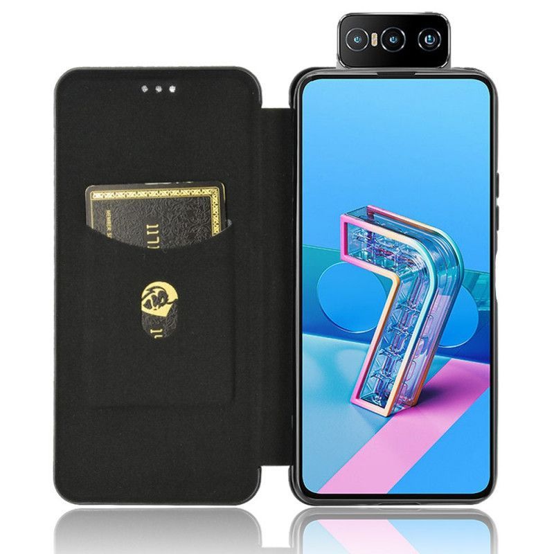 Kožené Pouzdro Folio Asus Zenfone 7 / 7 Pro Silikonový Uhlík