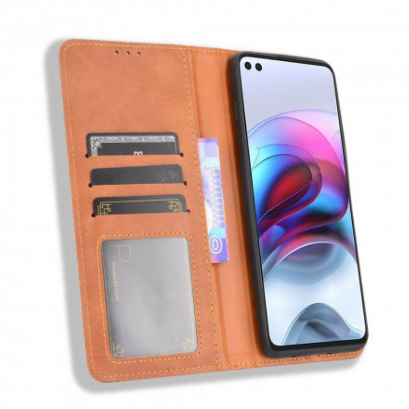 Kožené Pouzdro Folio Na Moto G100 Stylizovaný Vintage Kožený Efekt