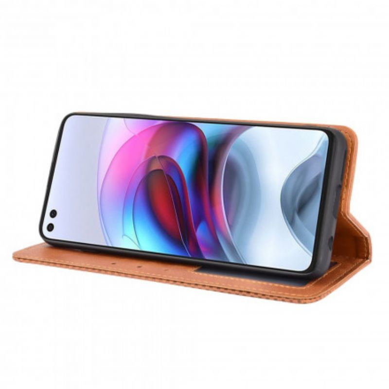 Kožené Pouzdro Folio Na Moto G100 Stylizovaný Vintage Kožený Efekt