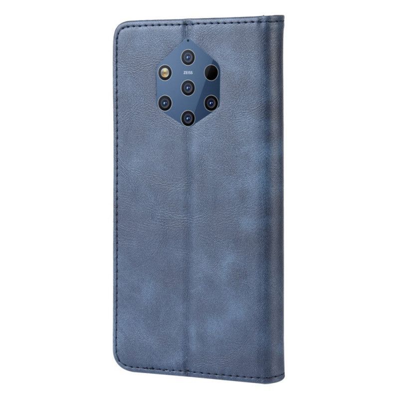 Kožené Pouzdro Folio Na Nokia 9 Pureview Stylizovaný Vintage Kožený Efekt