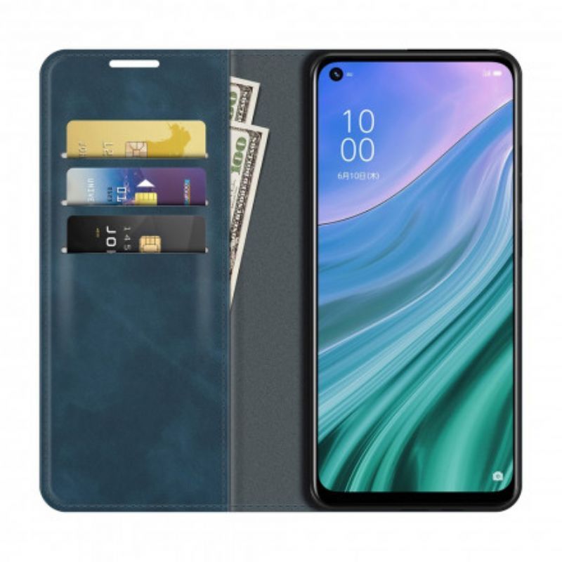 Kožené Pouzdro Folio Na Oppo A54 5g / A74 5g Dotek Pokožky