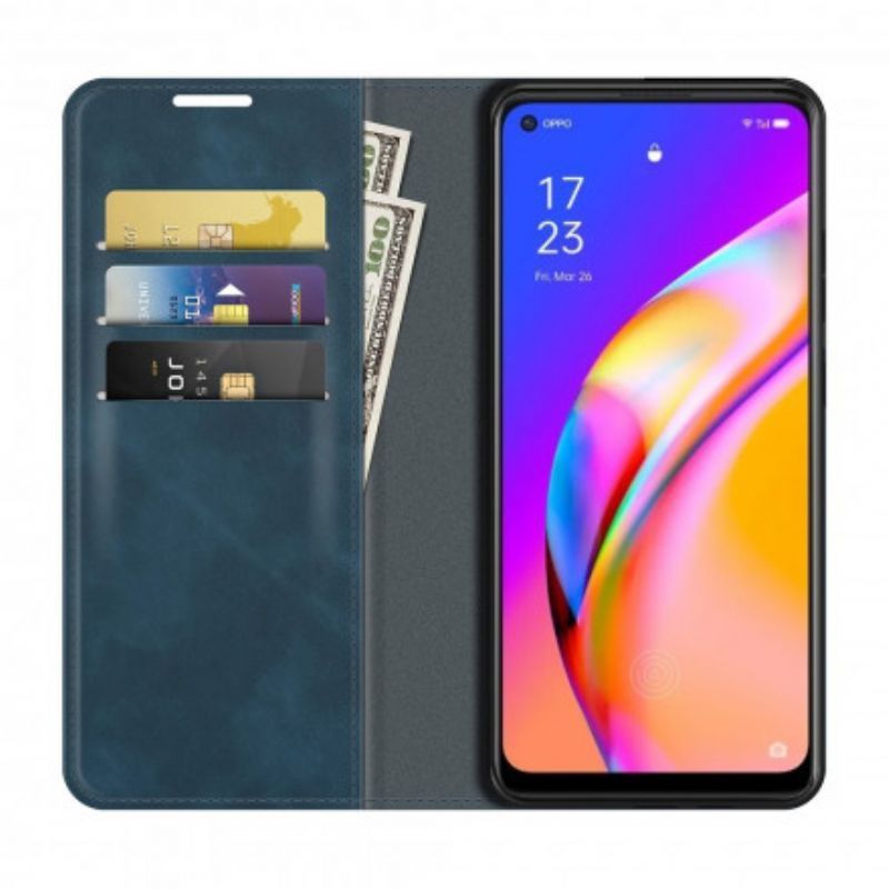 Kožené Pouzdro Folio Na Oppo A94 5g Efekt Měkké Kůže