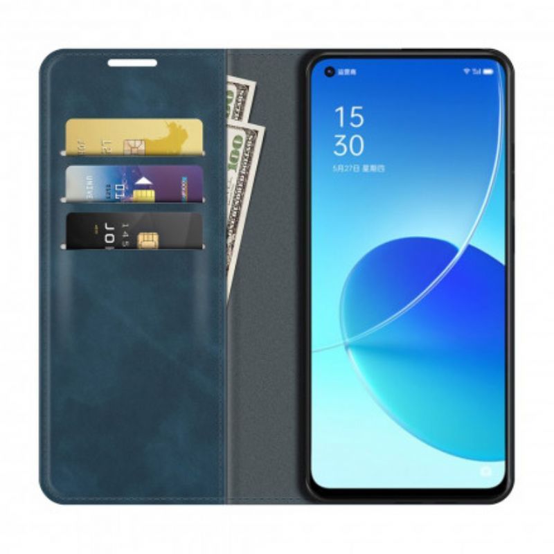 Kožené Pouzdro Folio Na Oppo Reno 6 5g Efekt Měkké Kůže