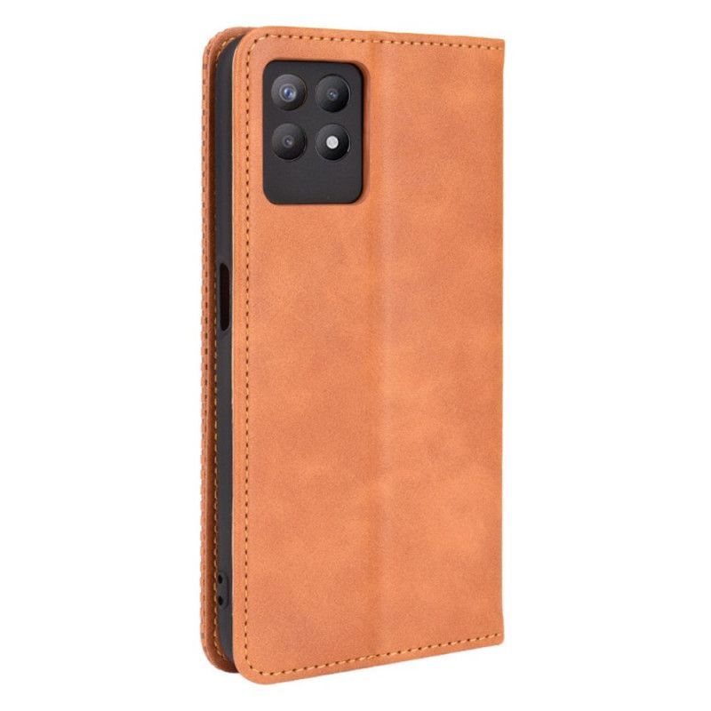 Kožené Pouzdro Folio Na Realme 8i Stylizovaný Vintage Kožený Efekt