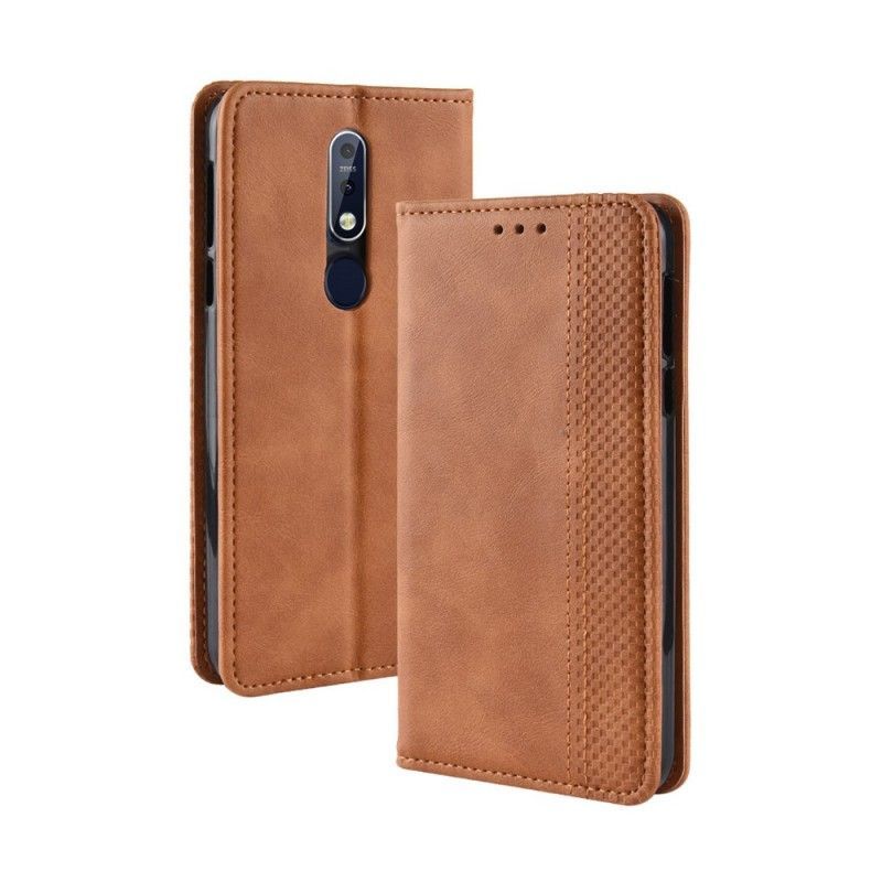 Kožené Pouzdro Folio Nokia 7.1 Stylizovaný Vintage Kožený Efekt