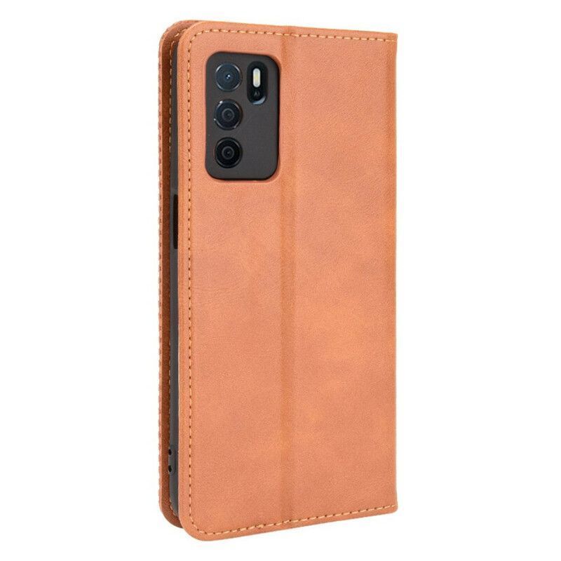 Kožené Pouzdro Folio Oppo A16 / A16s Stylizovaný Vintage Kožený Efekt