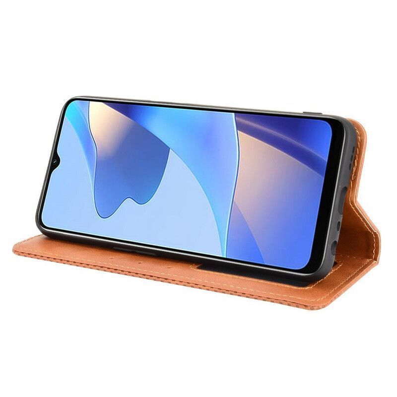 Kožené Pouzdro Folio Oppo A16 / A16s Stylizovaný Vintage Kožený Efekt