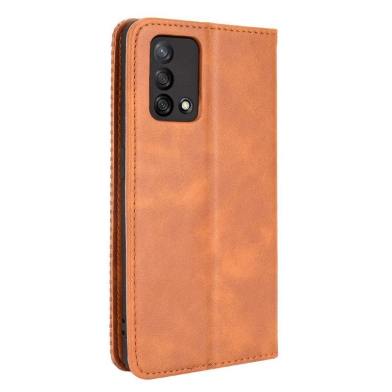 Kožené Pouzdro Folio Oppo A74 4g Stylizovaný Vintage Kožený Efekt