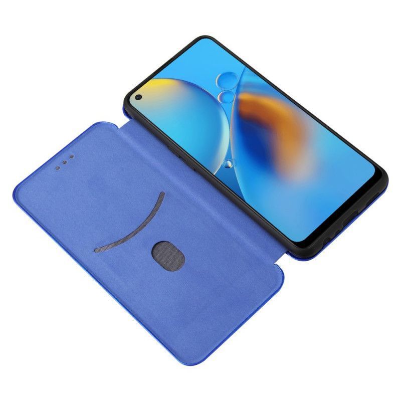 Kožené Pouzdro Folio Oppo A74 4g Uhlíkové Vlákno