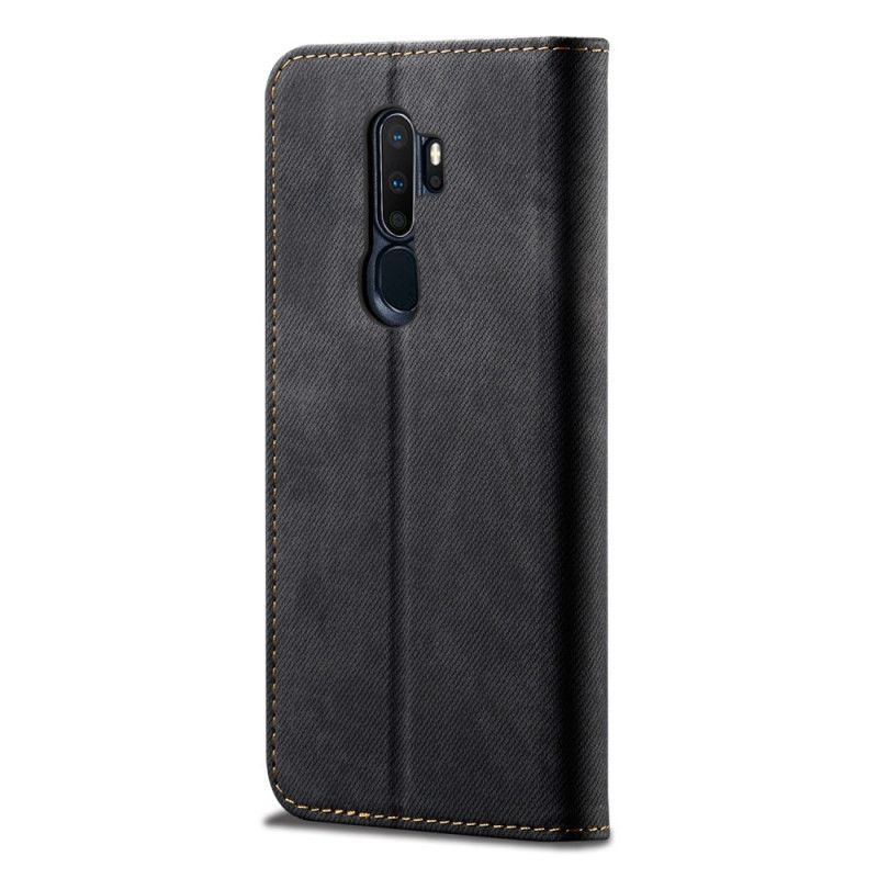 Kožené Pouzdro Folio Oppo A9 2020 Jeansová Látka