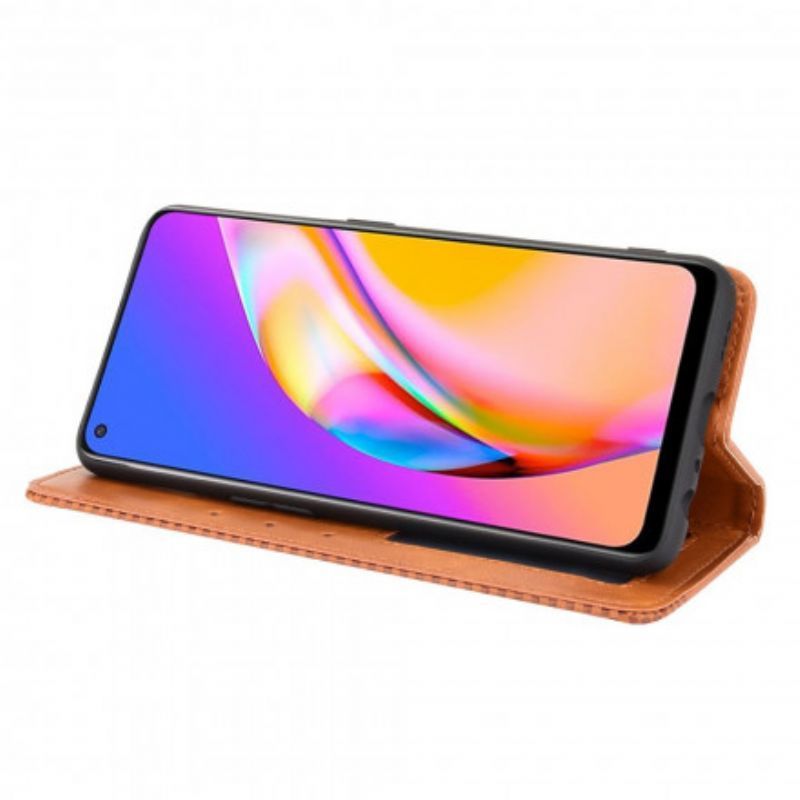 Kožené Pouzdro Folio Oppo A94 5g Stylizovaný Vintage Kožený Efekt