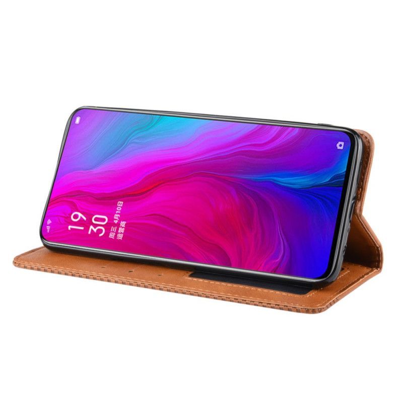 Kožené Pouzdro Folio Oppo Reno Stylizovaný Vintage Kožený Efekt