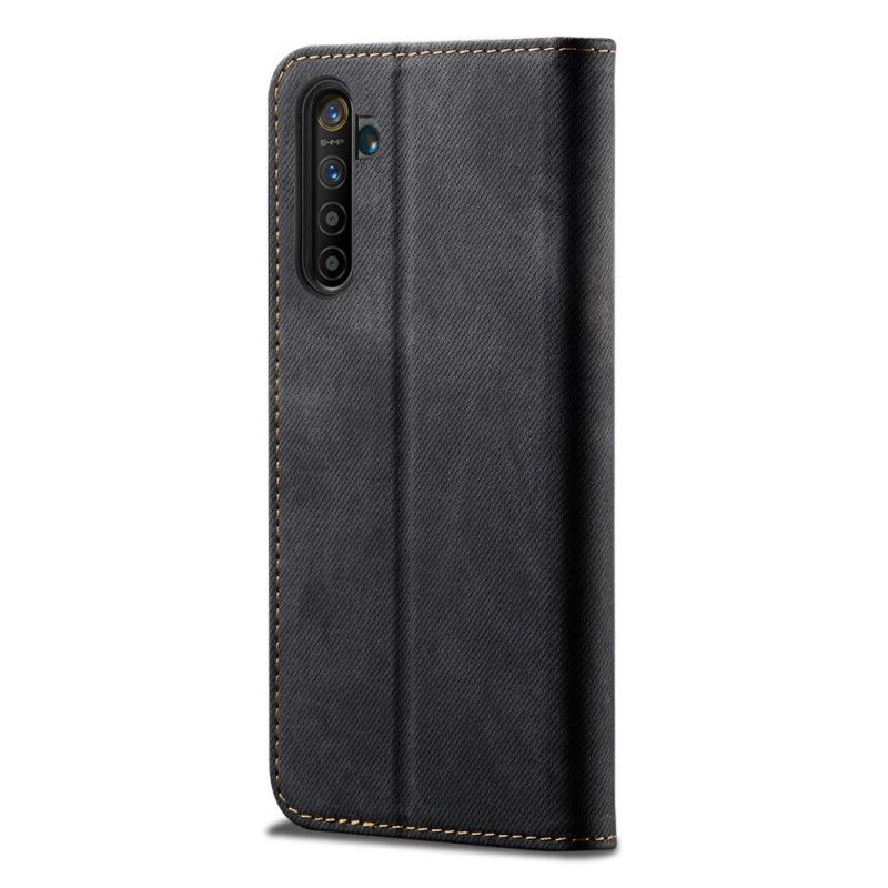 Kožené Pouzdro Folio Realme 6 Jeansová Látka