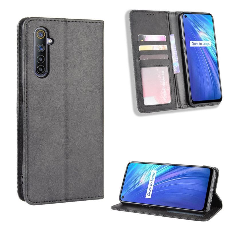 Kožené Pouzdro Folio Realme 6 Stylizovaný Vintage Kožený Efekt