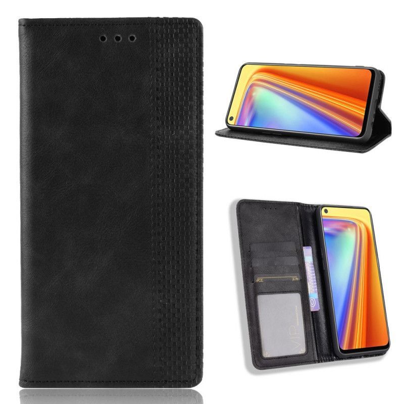 Kožené Pouzdro Folio Realme 7 Stylizovaný Vintage Kožený Efekt