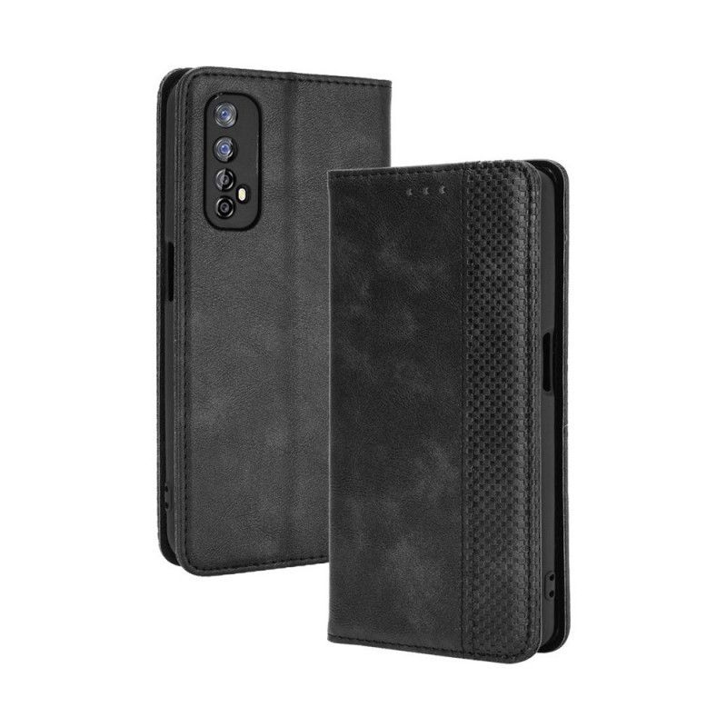 Kožené Pouzdro Folio Realme 7 Stylizovaný Vintage Kožený Efekt