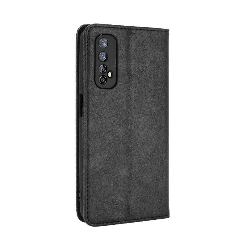 Kožené Pouzdro Folio Realme 7 Stylizovaný Vintage Kožený Efekt