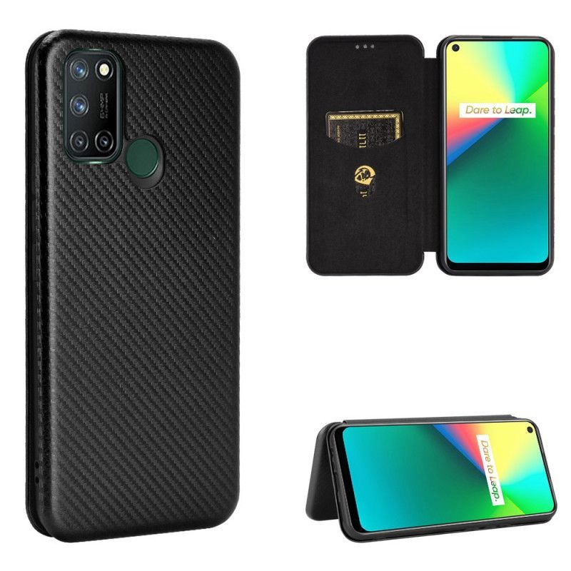 Kožené Pouzdro Folio Realme 7i Silikonový Uhlík