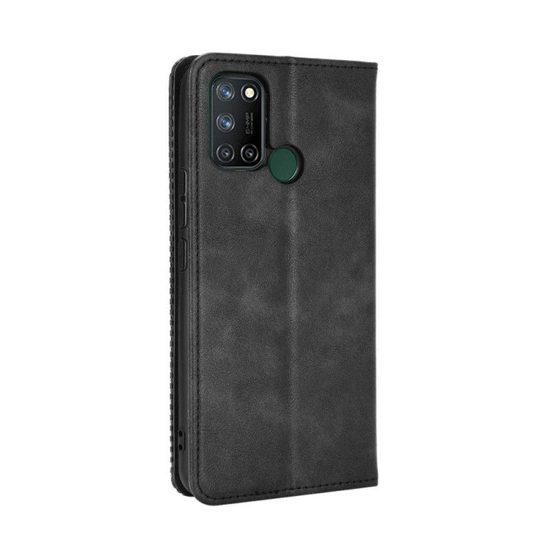 Kožené Pouzdro Folio Realme 7i Stylizovaný Vintage Kožený Efekt