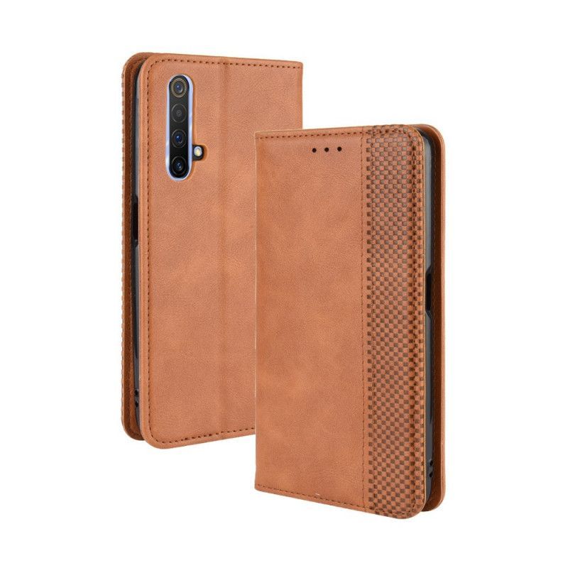 Kožené Pouzdro Folio Realme X50 Stylizovaný Vintage Kožený Efekt