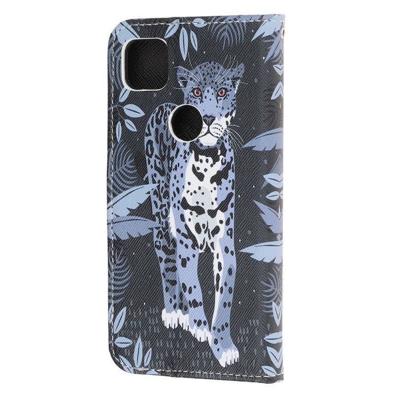 Kožené Pouzdro Na Google Pixel 4a Leopardí Řemínek